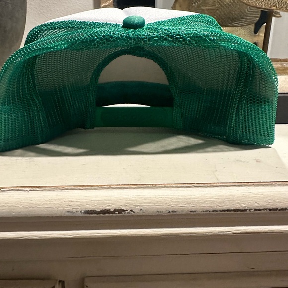 Green and White Trucker Hat with Cocktail Design - Picture 2 of 2